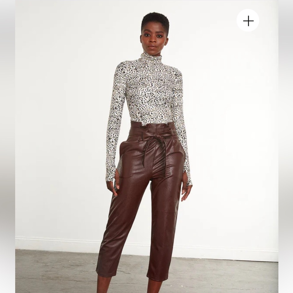 Faux Leather Paperbag Pants